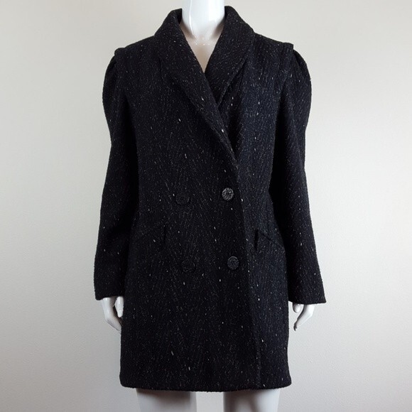 Vintage 80's Weather Wise Black Pea Coat - Picture 1 of 8